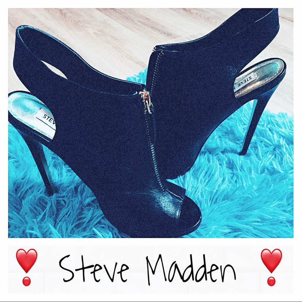 Size 8 Black Steve Madden Open Toe Heels